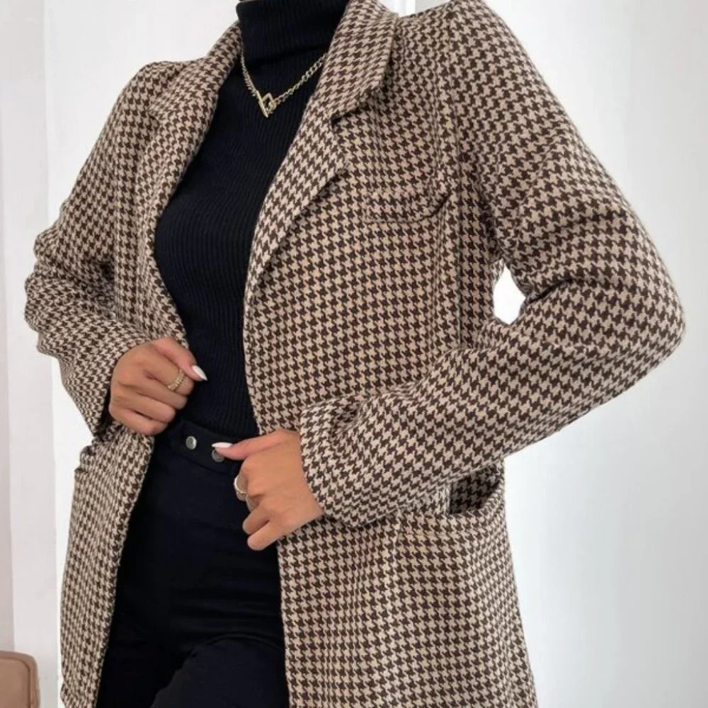 Classic Houndstooth Dual Pocket Double Button Blaz - Picture 5 of 7